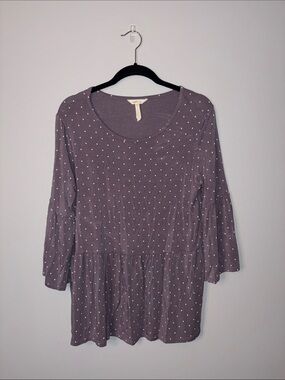Matilda Jane Purple Polka Dot Bell Sleeve Blouse L